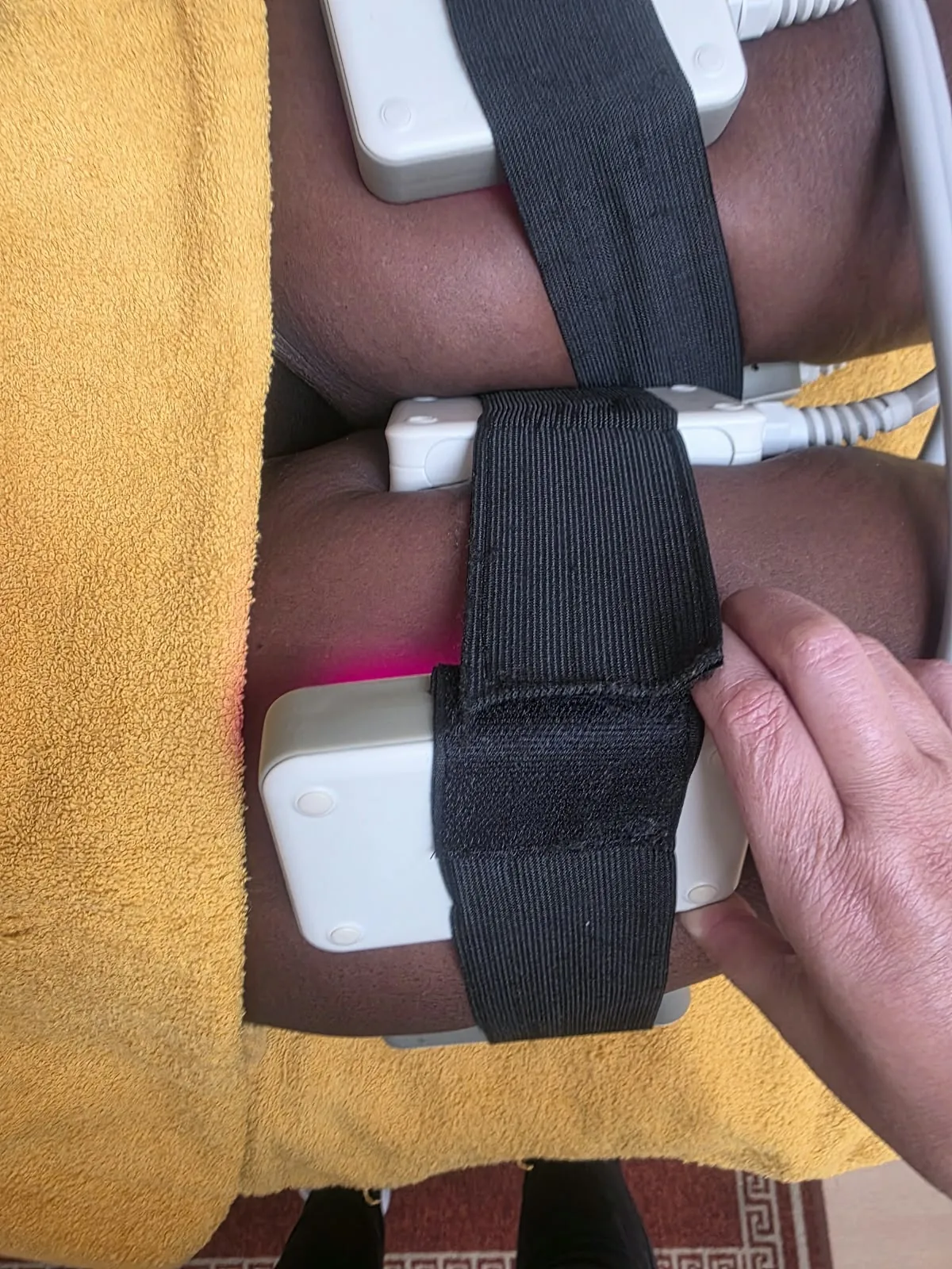 EMS pads and bands during a treatment